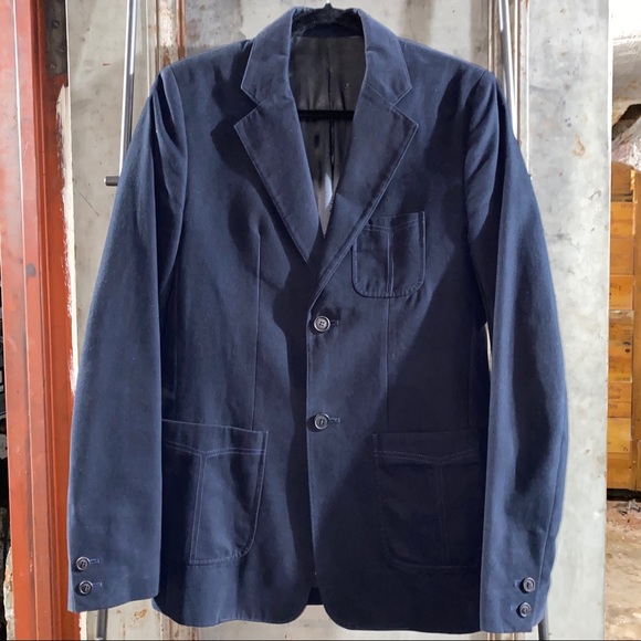 APC Navy Blue Cotton Blazer Sport Coat Suit Jacket